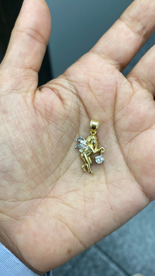 Two tone gold angel pendant