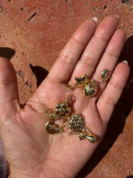 Large moon with face charm