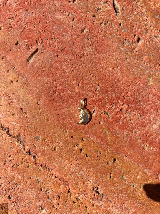 Large moon with face charm