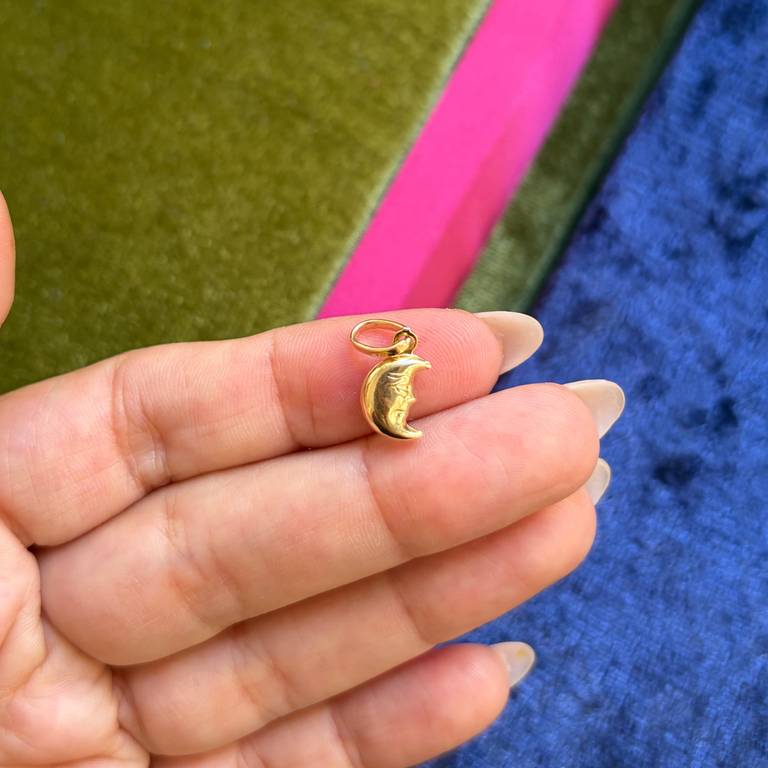 Small moon with face charm