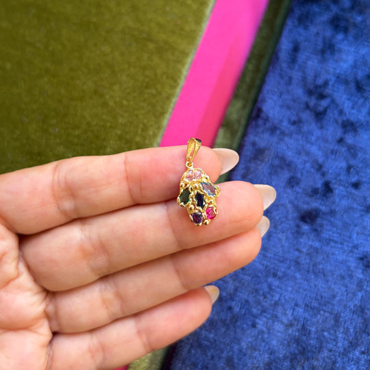 Colorful stones set Hamsa