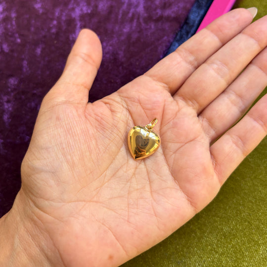 Large flat heart puffy charm
