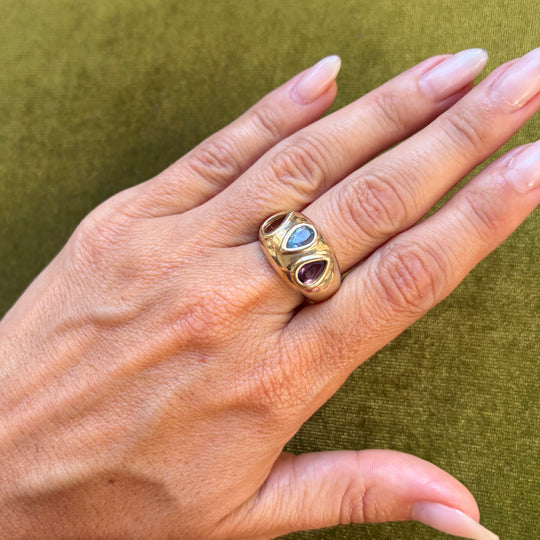 Colorful teardrops chunky ring