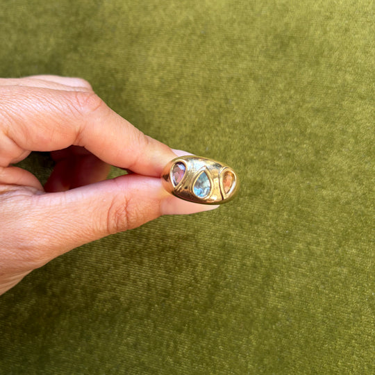 Colorful teardrops chunky ring