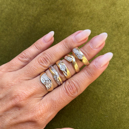 Vintage zirconia big wave ring